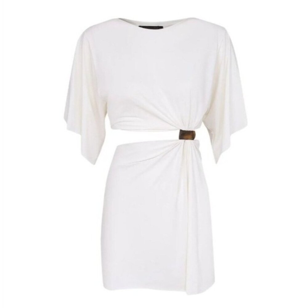 VIX Paula Hermanny Cover Up L White Zaila Cut Out Mini Dress Resortwear NEW